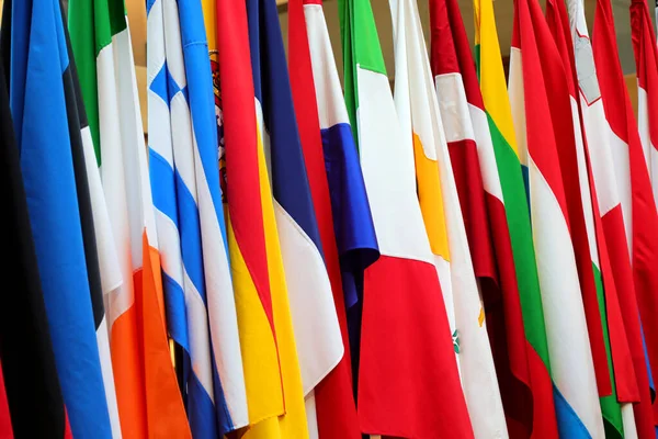 Предпосылки Контекст Многих Флагов Многих Стран Европы — стоковое фото