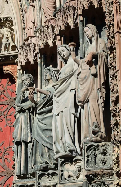 Detalle Las Estatuas Catedral Ciudad Estrasburgo Francia Llamada Notre Dame — Foto de Stock