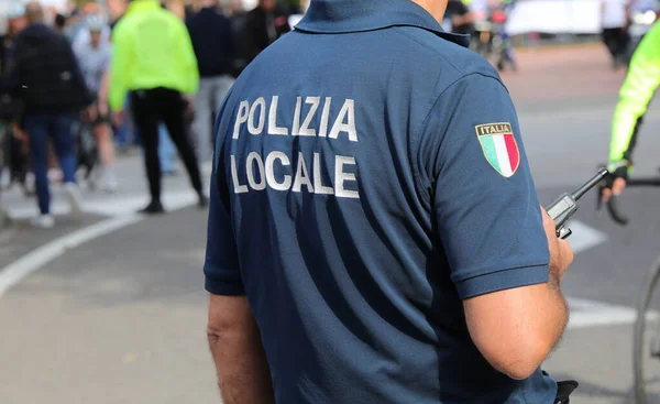 Vicenza Italy October 2022 Policeman Uniform Text Means Local Police — Stock Photo, Image