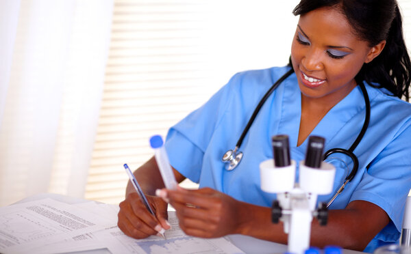 Afro-american nurse with a stethoscope