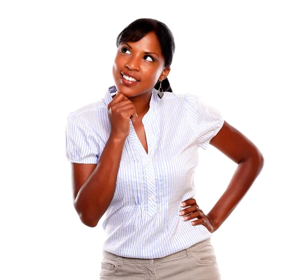 Reflective young woman looking up — Stock Photo, Image