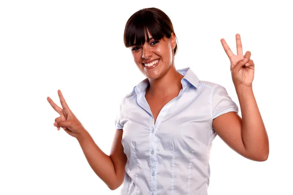 Young latin woman with a winning attitude — Stock Photo, Image