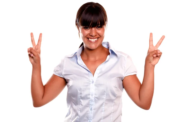 Charming young woman with a winning attitude — Stock Photo, Image