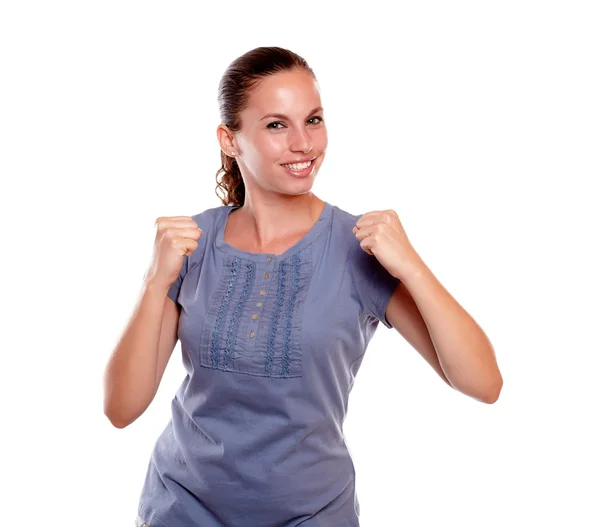 Satisfied young woman with a positive attitude — Stock Photo, Image