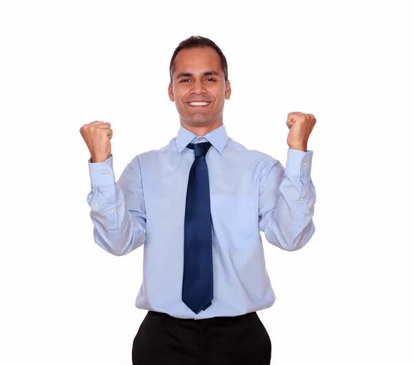 Feliz hombre atractivo celebrando una victoria — Foto de Stock