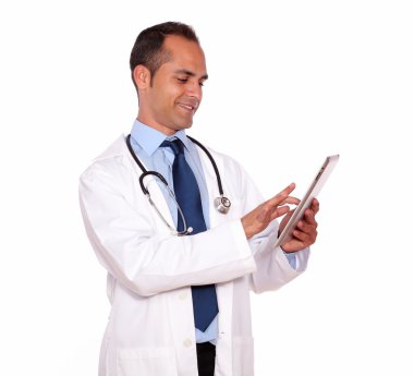 çekici tıp doktoru onun tablet PC'yi kullanma
