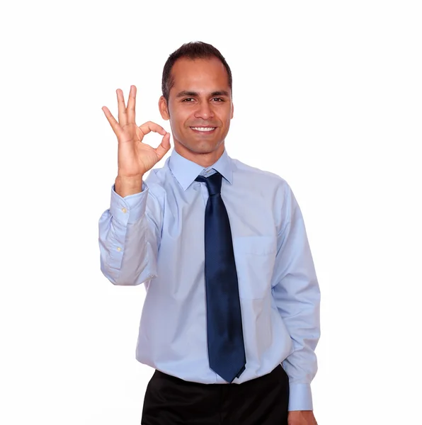 Positive man looking and showing you ok sign — Stock Photo, Image