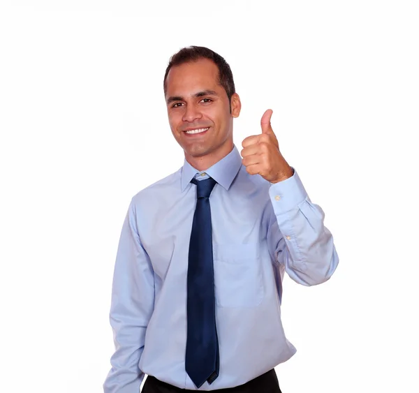 Smiling adult man looking and showing you ok sign — Stock Photo, Image