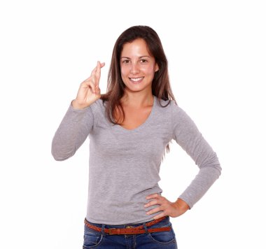 Sana bakmak büyüleyici kadın geçiş parmakları