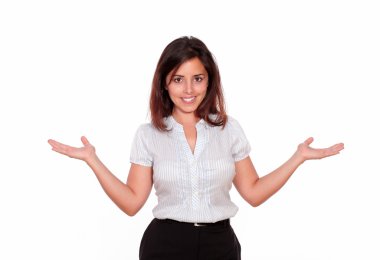 çekici genç bir kadın sana avuç içi ile bakmak