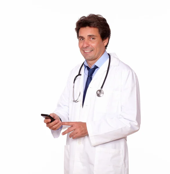 Professional medical doctor calling on cellphone — Stock Photo, Image