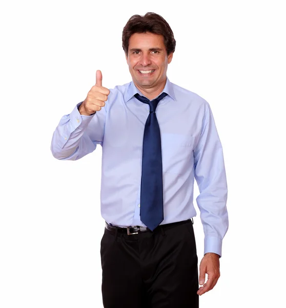 Attractive man standing with ok thumb — Stock Photo, Image