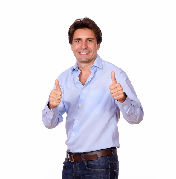 Stylish adult man gesturing positive sign — Stock Photo, Image