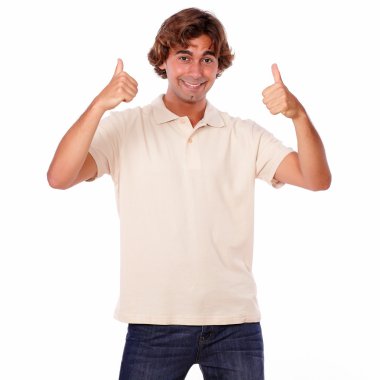 gülümseyen adam olumlu işaret parmakları ile gösterilen