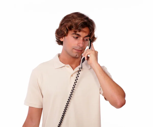 Hispanic jongeman gesprek op telefoon — Stockfoto