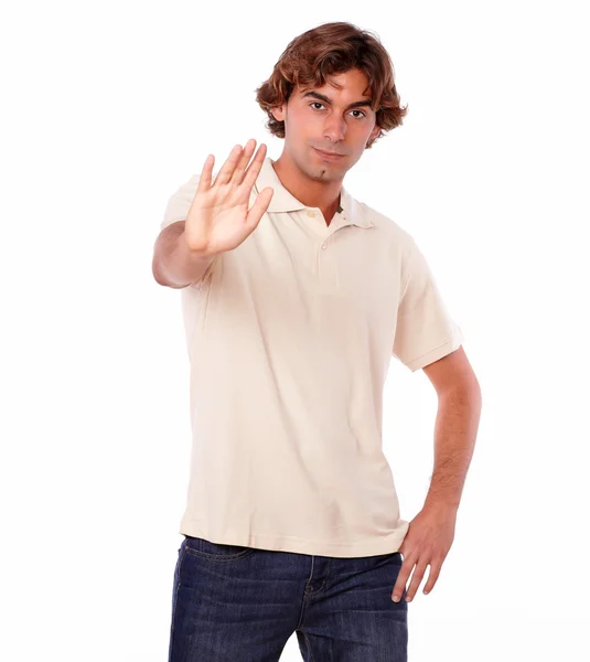 Serious man giving you high five with hand — Stock Photo, Image