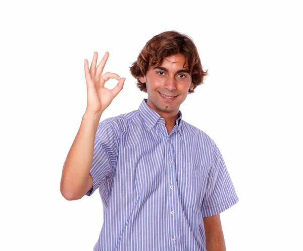 Man standing with a ok finger sign — Stock Photo, Image