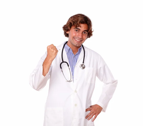 Charming medical doctor celebrating a victory — Stock Photo, Image