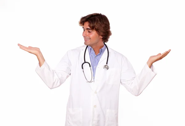 Uroczy lekarz wyciąga dłonie — Zdjęcie stockowe