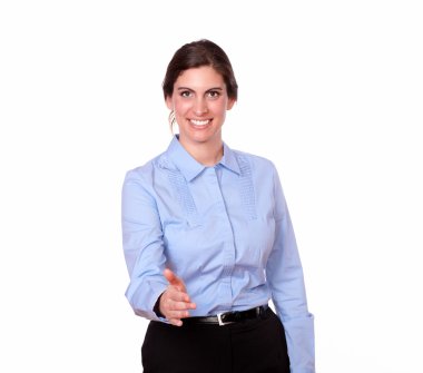 jest tebrik ile şık kadın ayakta