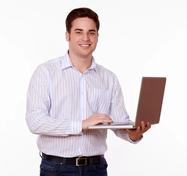 Hombre guapo trabajando con su portátil —  Fotos de Stock