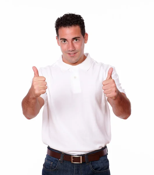 Handsome young male with ok sign — Stock Photo, Image