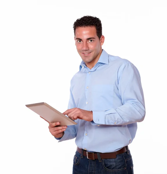 Young male working with his tablet pc — Stock Photo, Image