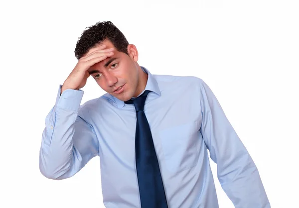 Stress adult man with headache standing — Stock Photo, Image