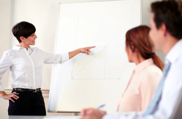 Professional businesswoman working on a conference — Stock Photo, Image