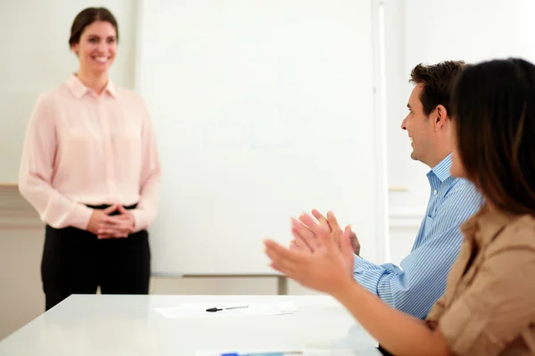 Professional colleagues giving applause on meeting — Stock Photo, Image