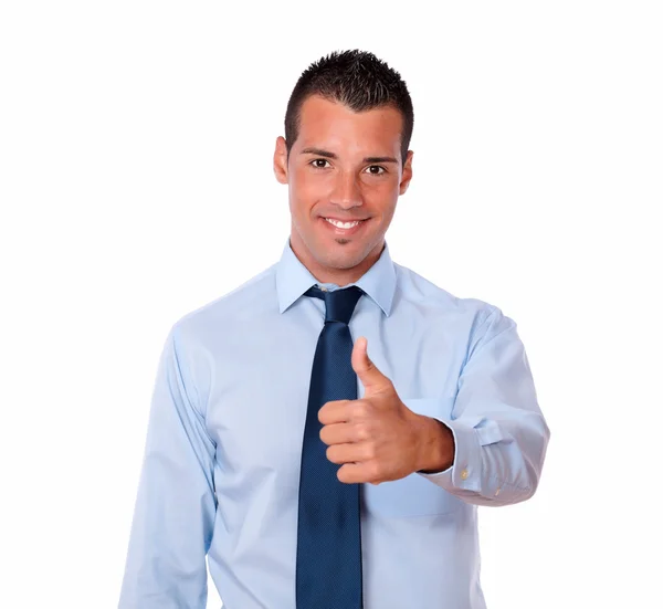 Charming young man with positive thumb — Stock Photo, Image