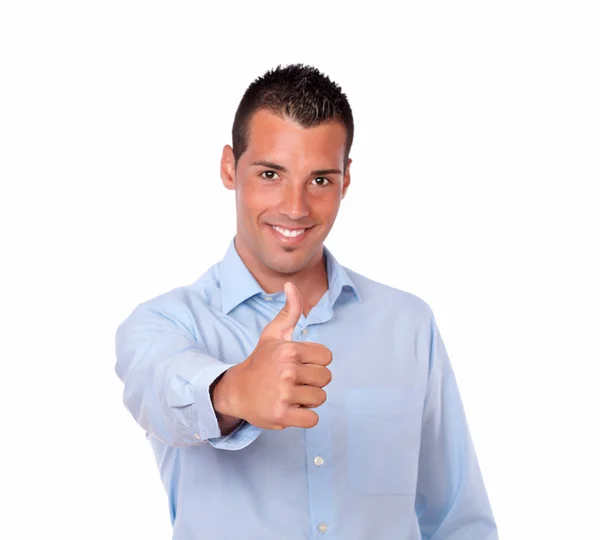 Hombre latino guapo con signo de pulgar positivo — Foto de Stock