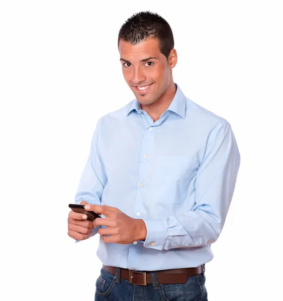 Charming young man sending a message — Stock Photo, Image