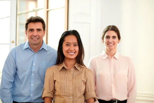 Man and woman group smiling at you — Stock Photo, Image