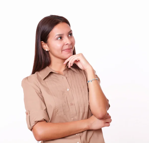 20s alone cute girl standing and smiling — Stock Photo, Image