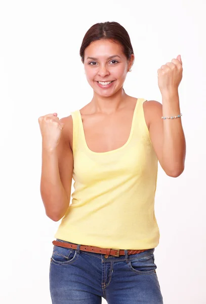 Girl with winning gesture — Stock Photo, Image