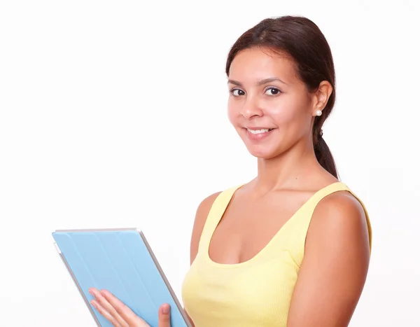 Lady using her tablet pc — Stock Photo, Image