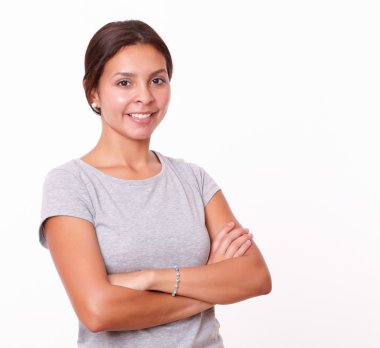 çapraz kollar ile samimi Bayan