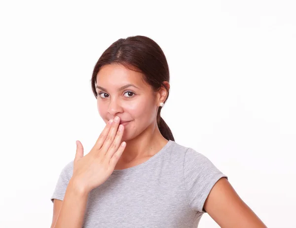 Lovely woman with mistake gesture — Stock Photo, Image