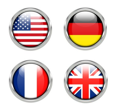 Flags of America, Germany, France and United Kingdom clipart