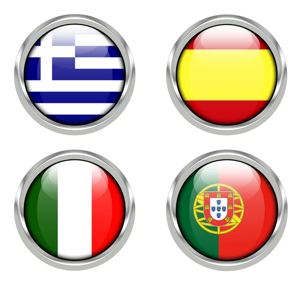 Vlajky z Řecka, Španělska, Itálie a Portugalska — Stock fotografie