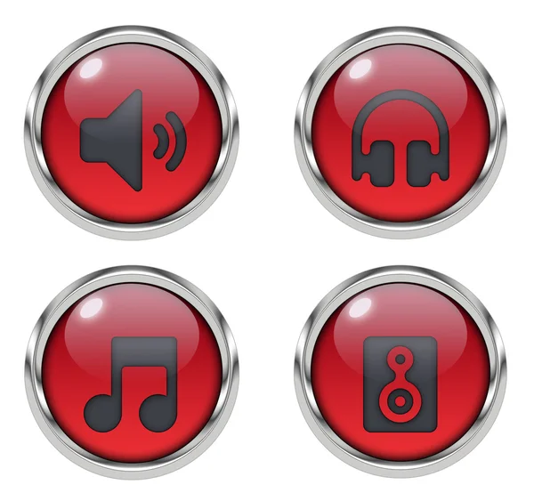 Ikony dźwięku muzyki - czerwony — Zdjęcie stockowe