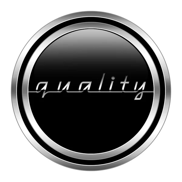 Glossy quality icon in metallic style — Stock Photo, Image