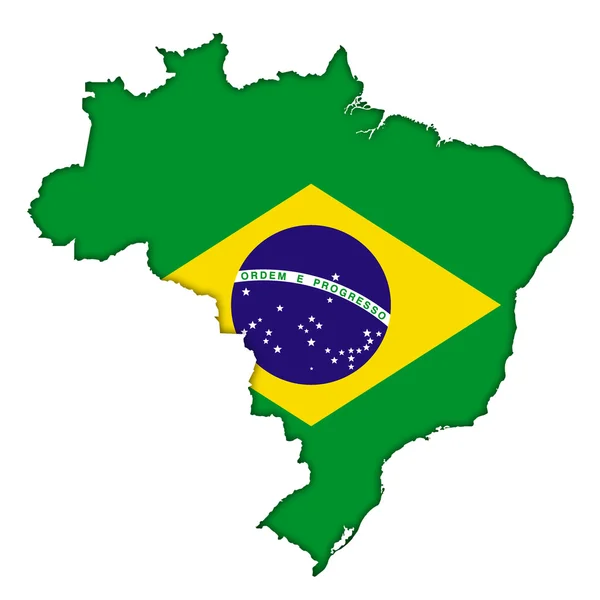 Brasil mapa bandera icono —  Fotos de Stock