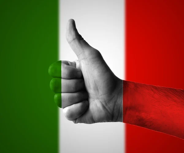 Hand med tummen upp för Italien — Stockfoto