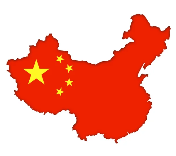 Karte mit Flagge von China — Stockfoto