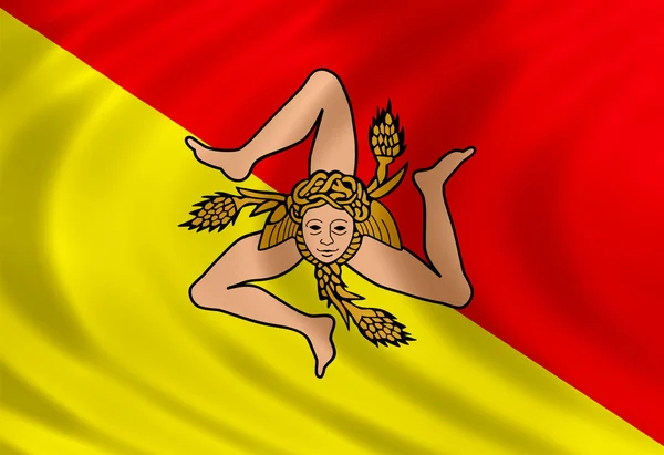 Sicily flag of silk — Stock Photo, Image