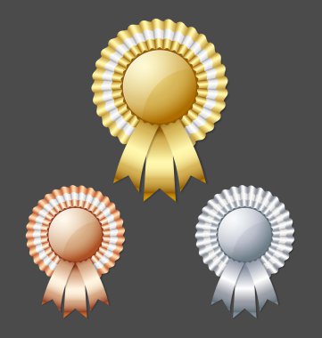 Altın gümüş ve bronz metal rozetler