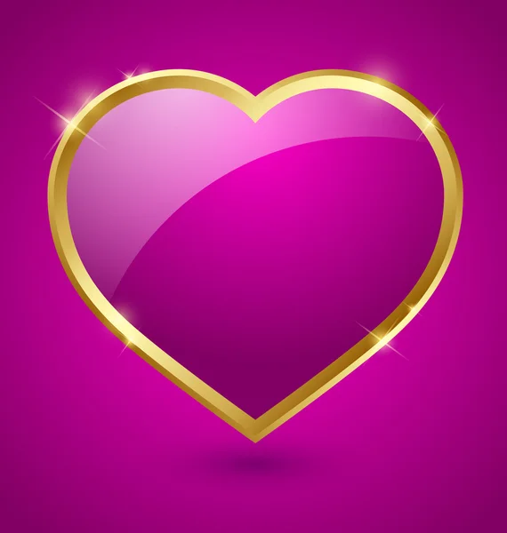 Coeur violet et doré — Image vectorielle