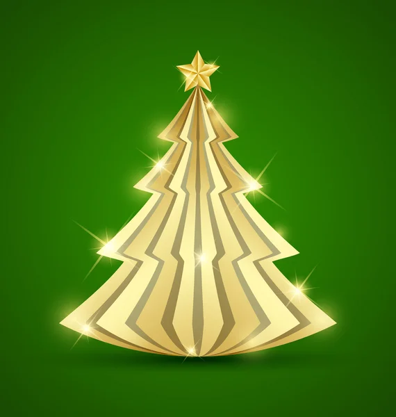 Eenvoudige gouden kerstboom — Stockvector